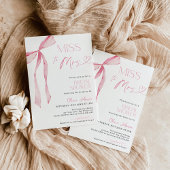 Roze Bow Vrijgezellenfeest Invite | Boho Ribbon Br Kaart