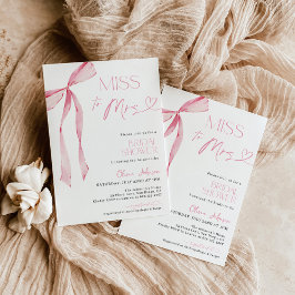 Roze Bow Vrijgezellenfeest Invite | Boho Ribbon Br Kaart