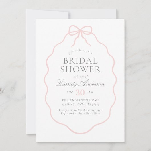  Roze Bow Vrijgezellenfeest Kaart (Voorkant)