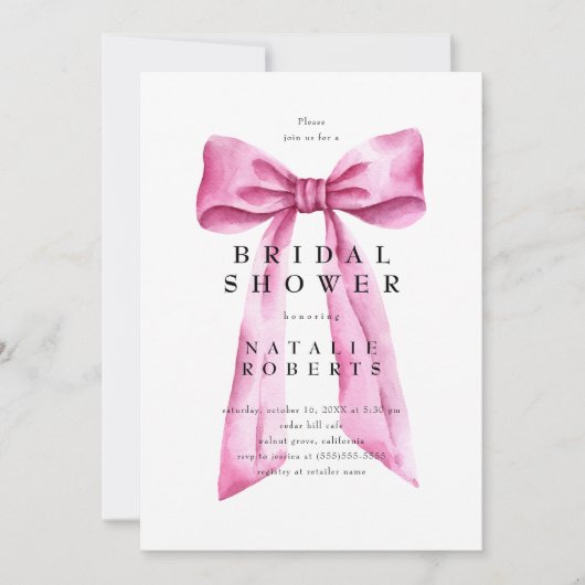 Roze Bow Vrijgezellenfeest Kaart (Voorkant)