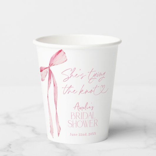 Roze Bow Vrijgezellenfeest papieren bekers, bruids Papieren Bekers (Voorkant)