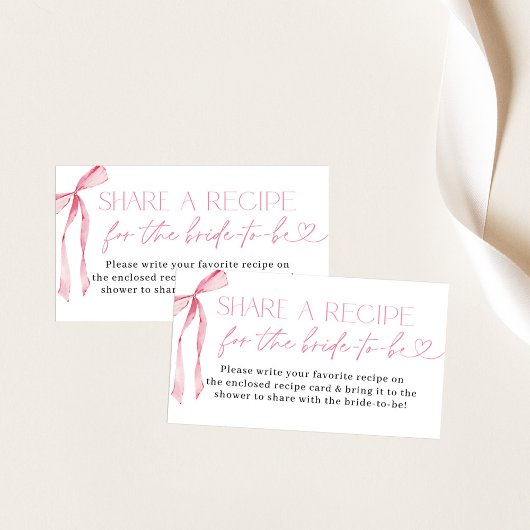 Roze Bow Vrijgezellenfeest Recept Aanvraag Kaart