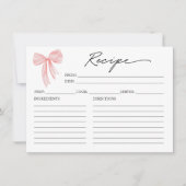 Roze Bow Vrijgezellenfeest Recept Kaart (Voorkant)