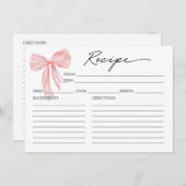 Roze Bow Vrijgezellenfeest Recept Kaart (Voorkant / Achterkant)