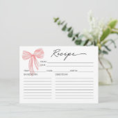 Roze Bow Vrijgezellenfeest Recept Kaart (Staand voorkant)