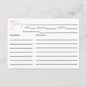 Roze Bow Vrijgezellenfeest Recept Kaart (Voorkant)