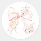 Roze Bow Vrijgezellenfeest Ronde Sticker (Voorkant)