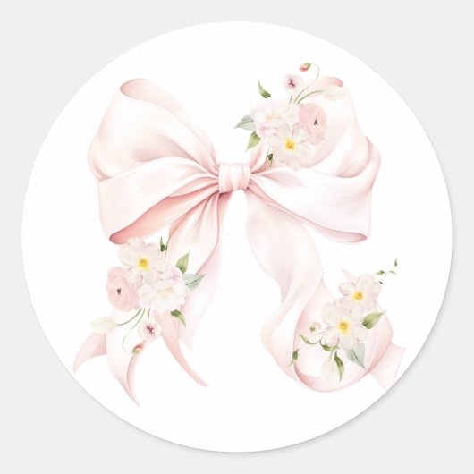 Roze Bow Vrijgezellenfeest Ronde Sticker (Voorkant)