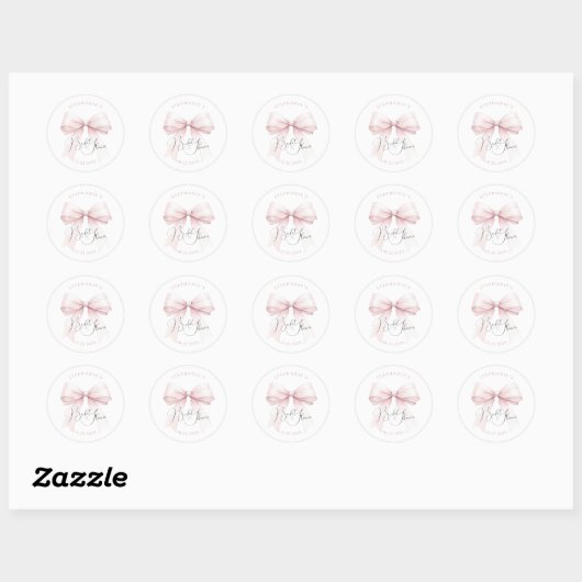 Roze Bow Vrijgezellenfeest Ronde Sticker (Vel)