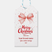 roze Bow vrolijk kerstcadeau label Cadeaulabel (Voorkant)