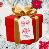 roze Bow vrolijk kerstcadeau label Cadeaulabel