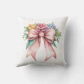 Roze Bow Waterverf Bloemen Kraamkamer Kussen
