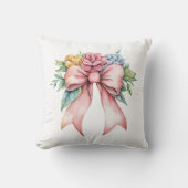 Roze Bow Waterverf Bloemen Kraamkamer Kussen