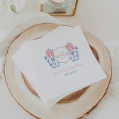 Roze Bow Waterverf Girl Monogram Baby shower Servet