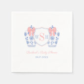 Roze Bow Waterverf Girl Monogram Baby shower Servet (Voorkant)