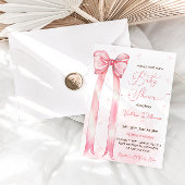 Roze Bow Waterverf Meisje Baby shower Kaart