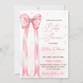Roze Bow Waterverf Meisje Baby shower Kaart (Voorkant)