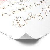Roze Bow Waterverf Meisje Baby shower Welkom Poster (Hoek)