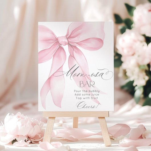 Roze Bow waterverf Momosa bar Baby shower Poster