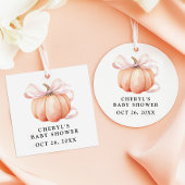 Roze Bow Waterverf Pompoen Baby shower Bedankjes Labels
