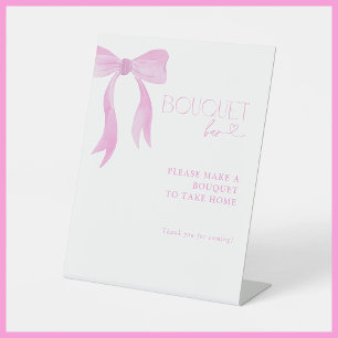 Roze Bow Waterverf Vrijgezellenfeest Boeket Bar Reclamebord Met Voetstuk