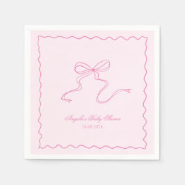 Roze Bow Wavy Baby shower Papier servet