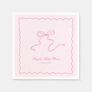 Roze Bow Wavy Baby shower Papier servet