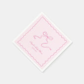 Roze Bow Wavy Baby shower Papier servet (Hoek)