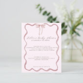 Roze Bow Wavy Border Meisje Baby shower Menu (Staand voorkant)