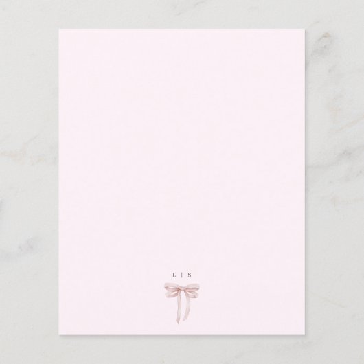 Roze Bow Wavy Border Meisje Baby shower Menu (Achterkant)