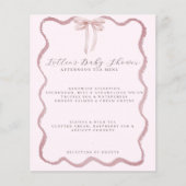 Roze Bow Wavy Border Meisje Baby shower Menu (Voorkant)