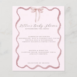 Roze Bow Wavy Border Meisje Baby shower Menu
