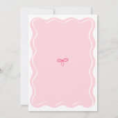 Roze Bow Wavy Lijst Modern Vrijgezellenfeest Kaart (Achterkant)