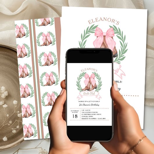 Roze Bow Western Cowgirl Boots Meisjes Club Verjaa Kaart