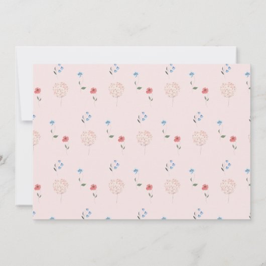 Roze Bow Wildflower 1e Verjaardag Foto Kaart (Achterkant)