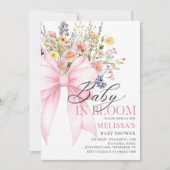 Roze Bow Wildflower Baby in Bloom Baby shower Kaart (Voorkant)