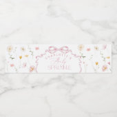 Roze Bow Wildflower Baby Sprinkle Waterfles Etiket (Enkel label)