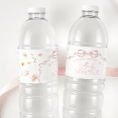 Roze Bow Wildflower Baby Sprinkle Waterfles Etiket