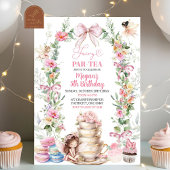 Roze Bow Wildflower Fairy Tea Party Verjaardag Kaart