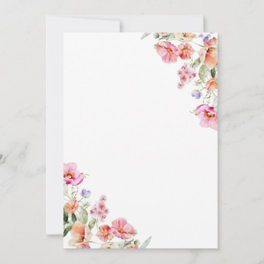 Roze Bow Wildflower Fairy Tea Party Verjaardag Kaart (Achterkant)