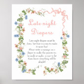 Roze Bow Wildflower Late Night Luiers Poster (Voorkant)