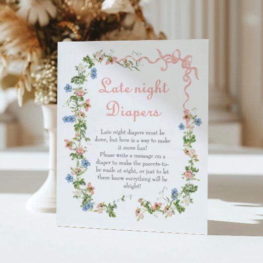 Roze Bow Wildflower Late Night Luiers Poster