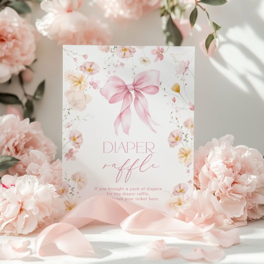 Roze Bow Wildflower Luier Raffle Poster
