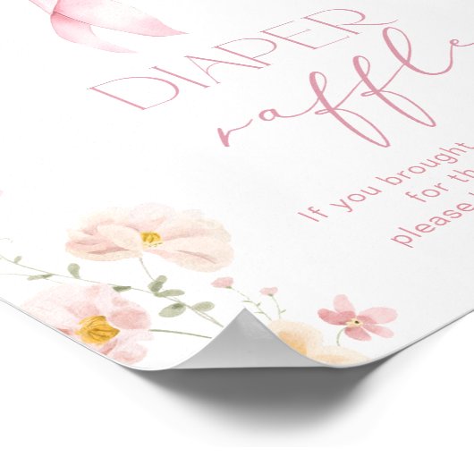 Roze Bow Wildflower Luier Raffle Poster (Hoek)