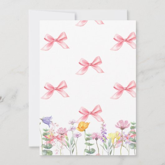 Roze Bow Wildflower Meisje Baby shower Kaart (Achterkant)