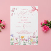 Roze Bow Wildflower Meisje Baby shower Kaart