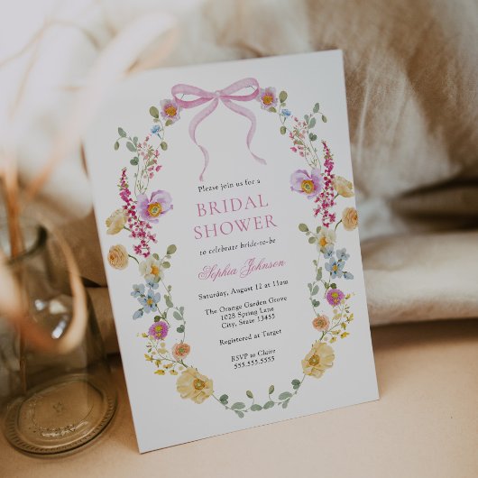  Roze Bow Wildflower Vrijgezellenfeest Kaart