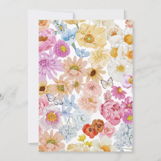  Roze Bow Wildflower Vrijgezellenfeest Kaart (Achterkant)