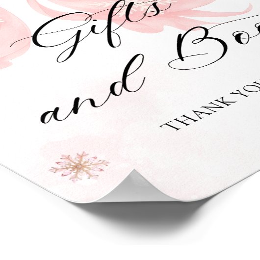 Roze Bow Winter Baby shower Cadeau Boek Poster (Hoek)