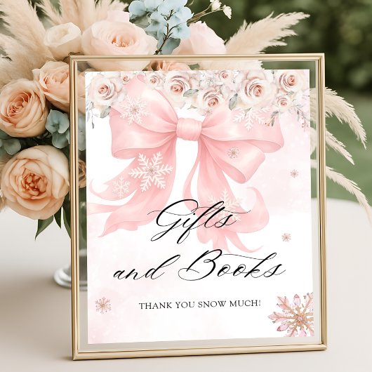 Roze Bow Winter Baby shower Cadeau Boek Poster